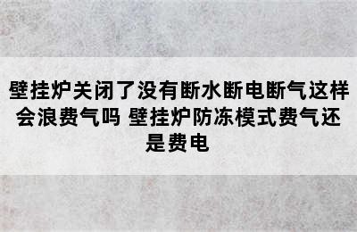 壁挂炉关闭了没有断水断电断气这样会浪费气吗 壁挂炉防冻模式费气还是费电